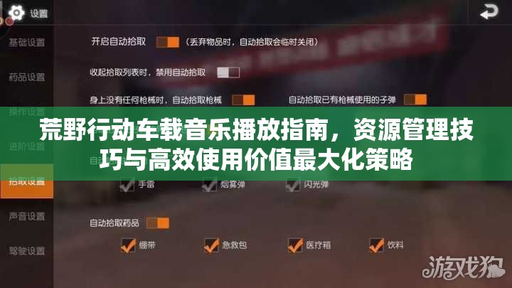 荒野行动车载音乐播放指南，资源管理技巧与高效使用价值最大化策略