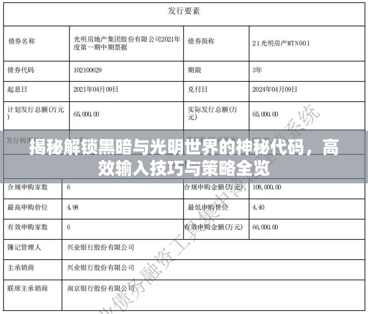 揭秘解锁黑暗与光明世界的神秘代码，高效输入技巧与策略全览