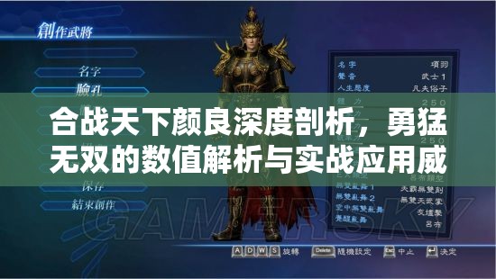 合战天下颜良深度剖析，勇猛无双的数值解析与实战应用威力