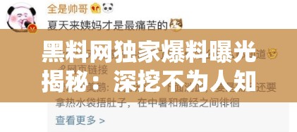 黑料网独家爆料曝光揭秘：深挖不为人知的隐秘内幕