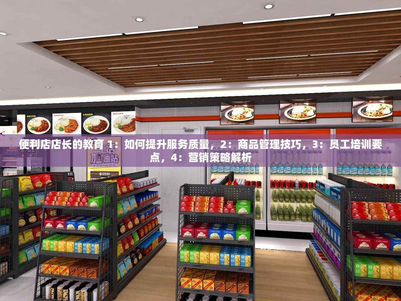 便利店店长的教育 1：如何提升服务质量，2：商品管理技巧，3：员工培训要点，4：营销策略解析