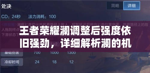 王者荣耀澜调整后强度依旧强劲，详细解析澜的机制与强度变化