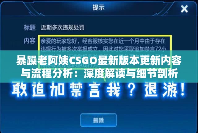 暴躁老阿姨CSGO最新版本更新内容与流程分析：深度解读与细节剖析