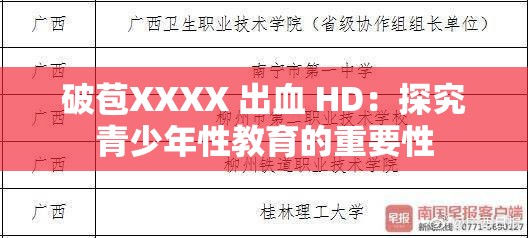 破苞XXXX 出血 HD：探究青少年性教育的重要性