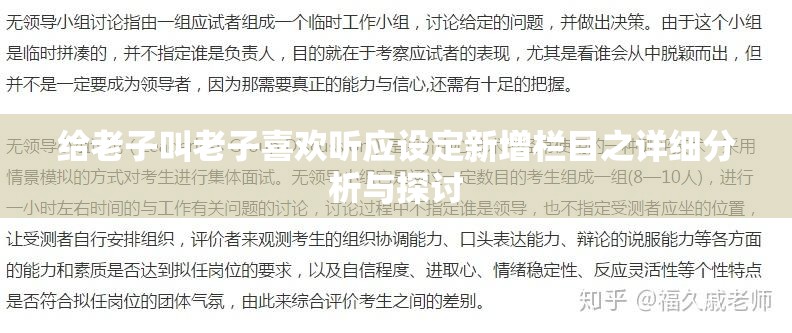 给老子叫老子喜欢听应设定新增栏目之详细分析与探讨