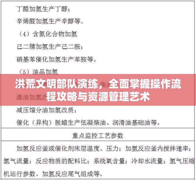 洪荒文明部队演练，全面掌握操作流程攻略与资源管理艺术