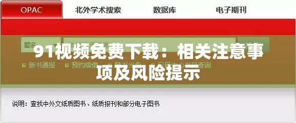 91视频免费下载：相关注意事项及风险提示