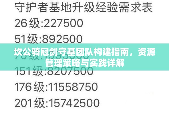 坎公骑冠剑守基团队构建指南，资源管理策略与实践详解