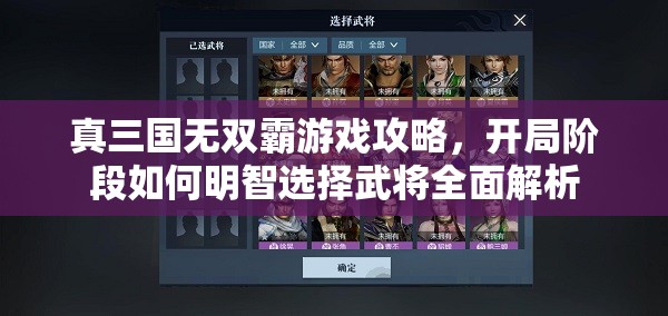 真三国无双霸游戏攻略，开局阶段如何明智选择武将全面解析