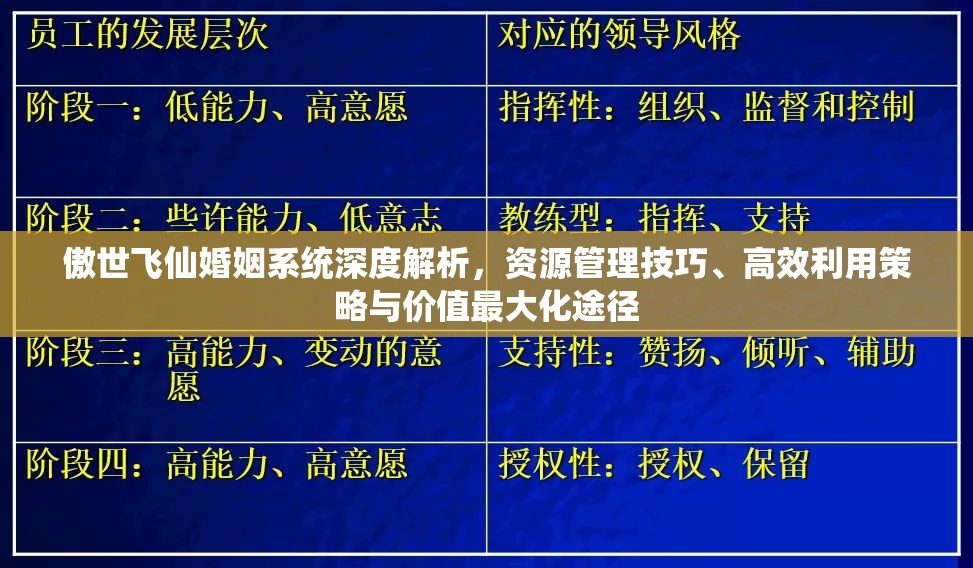 傲世飞仙婚姻系统深度解析，资源管理技巧、高效利用策略与价值最大化途径