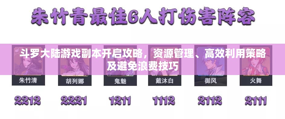 斗罗大陆游戏副本开启攻略，资源管理、高效利用策略及避免浪费技巧