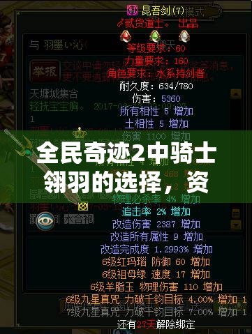 全民奇迹2中骑士翎羽的选择，资源管理关键性及高效策略解析