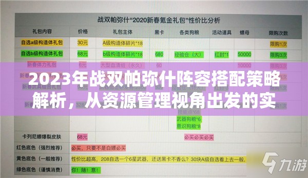 2023年战双帕弥什阵容搭配策略解析，从资源管理视角出发的实战指南