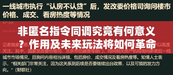 非匿名指令同调究竟有何意义？作用及未来玩法将如何革命性变革？