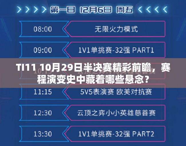 TI11 10月29日半决赛精彩前瞻，赛程演变史中藏着哪些悬念？