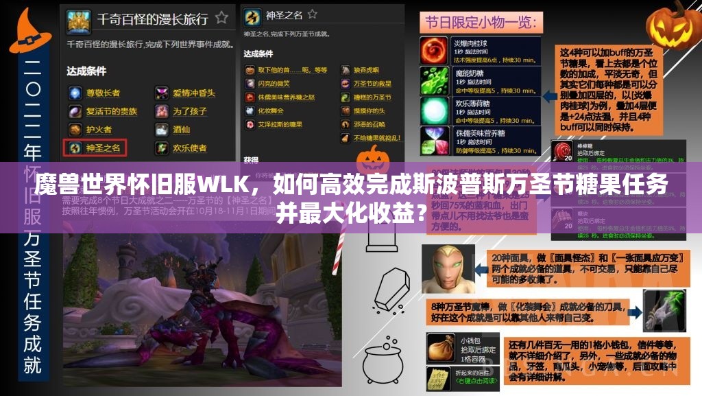 魔兽世界怀旧服WLK，如何高效完成斯波普斯万圣节糖果任务并最大化收益？