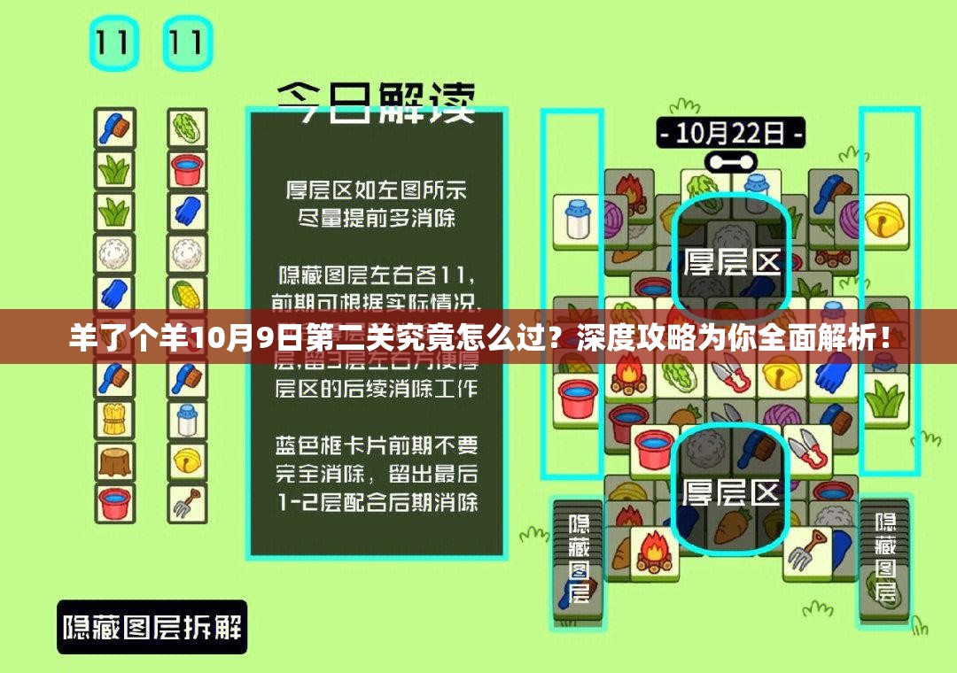 羊了个羊10月9日第二关究竟怎么过？深度攻略为你全面解析！