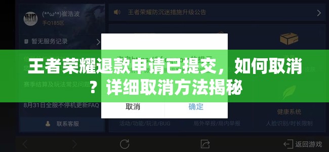 王者荣耀退款申请已提交，如何取消？详细取消方法揭秘