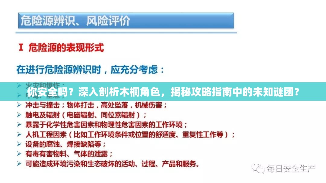 你安全吗？深入剖析木桐角色，揭秘攻略指南中的未知谜团？