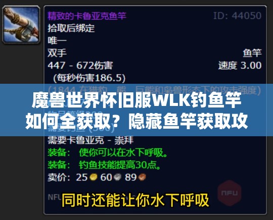 魔兽世界怀旧服WLK钓鱼竿如何全获取？隐藏鱼竿获取攻略揭秘！